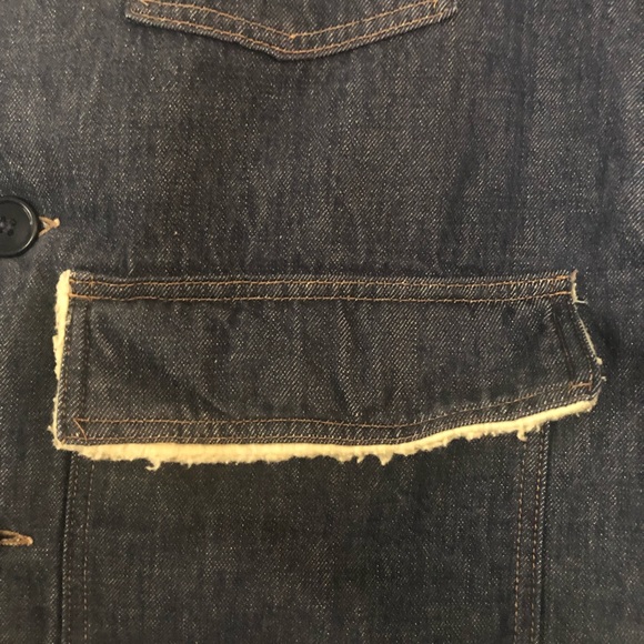 Vintage Sears Roebucks Mens Sz 42 R Denim Sherpa Lined Button Trucker Barn Coat - Picture 6 of 9